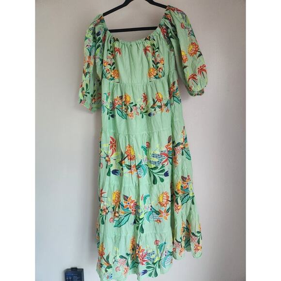 NWT Farm Rio Off-The-Shoulder Tiered Floral Midi Dress Sz LP Petite #9J416 - Picture 7 of 12